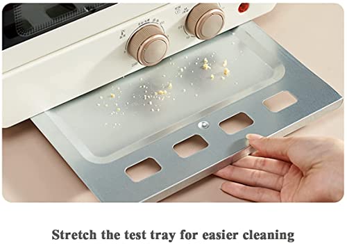 RENXR 750W Mini Oven 12 Liters with Baking Tray and Timer Compact Oven for Grilling, Baking, Toasting, Hot-Drying, Recirculating Toaster, Beige