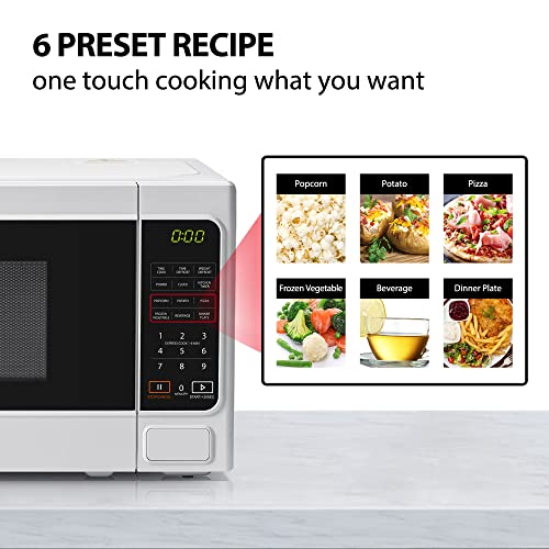 Toshiba 800w 20L Microwave Oven with 6 Preset Recipes, 11 Power Levels, Procedural Memory, Auto Defrost, and Digital Display - White - MM-EM20P(WH)