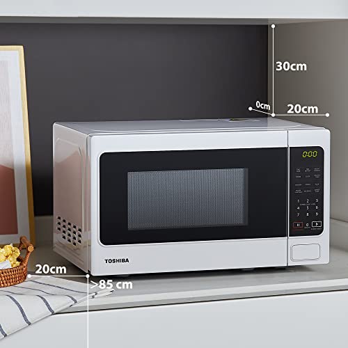 Toshiba 800w 20L Microwave Oven with 6 Preset Recipes, 11 Power Levels, Procedural Memory, Auto Defrost, and Digital Display - White - MM-EM20P(WH)