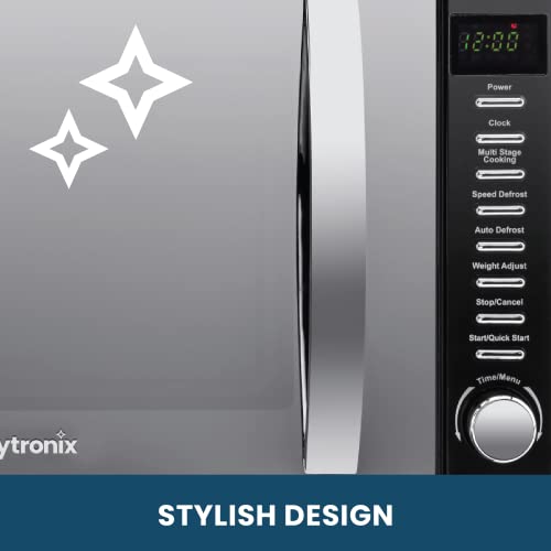 VYTRONIX VY-HMO800 800W Digital Microwave Oven | Freestanding Microwave with 5 Power Levels, Clock & Timer Function | Black Microwave with Mirrored Front, 20 Litre Capacity-hmo800