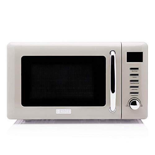 Haden Cotswold Putty 800W Microwave Oven - 20-Litre Capacity, 5 Power Levels, Digital Control, 60 Min Timer, Easy-to-Clean Interior, Defrost/Express Functions, Stainless Steel Housing