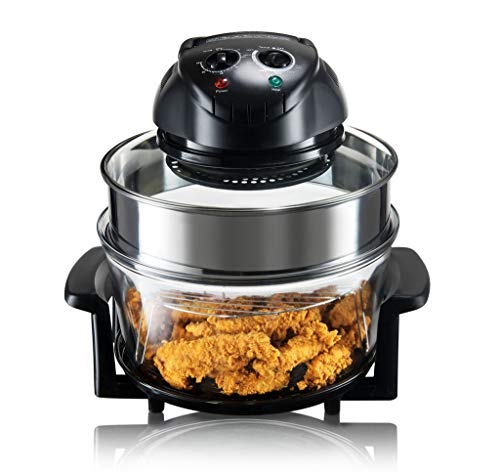 NutriChef Convection Countertop Toaster Oven - Healthy Kitchen Air Fryer Roaster Oven, Bake, Grill, Steam Broil, Roast & Air-Fry , Includes Glass Bowl, Broil Rack and Toasting Rack, 120V - PKCOV45