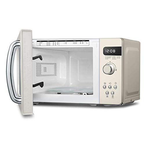 COMFEE' Retro Style 800w 20L Microwave Oven with 8 Auto Menus, 5 Cooking Power Levels, and Express Cook Button - Apricot Cream - CM-M202RAF(CM)