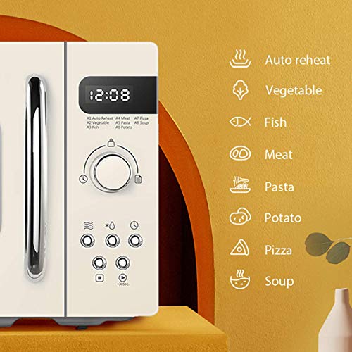 COMFEE' Retro Style 800w 20L Microwave Oven with 8 Auto Menus, 5 Cooking Power Levels, and Express Cook Button - Apricot Cream - CM-M202RAF(CM)