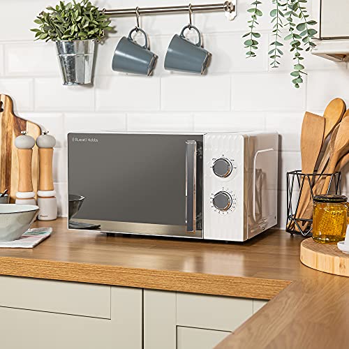 Russell Hobbs Honeycomb RHMM715 17 Litre 700W White Solo Manual Microwave with 5 Power Levels, Integrated Timer and Defrost Function (White)