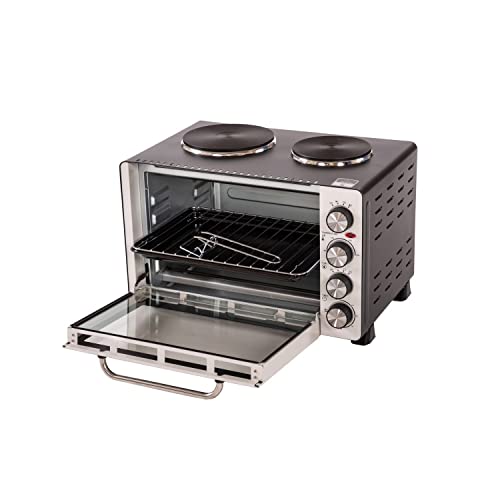 Oypla 30 Litre Electrical Mini Compact Oven Kitchen Mate c/w 2 Hot Plates, And Timer