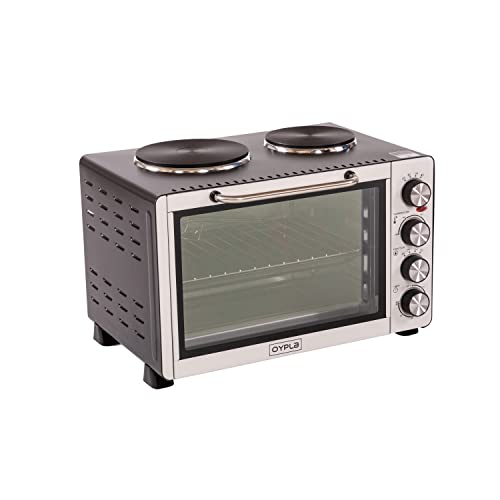 Oypla 30 Litre Electrical Mini Compact Oven Kitchen Mate c/w 2 Hot Plates, And Timer