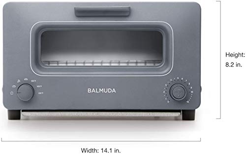 BALMUDA The Toaster | Steam Oven Toaster | 5 Cooking Modes - Sandwich Bread, Artisan Bread, Pizza, Pastry, Oven | Compact Design | Baking Pan | K01M-GW | Gray | US Version
