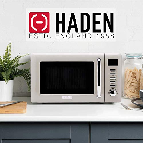 Haden Cotswold Putty 800W Microwave Oven - 20-Litre Capacity, 5 Power Levels, Digital Control, 60 Min Timer, Easy-to-Clean Interior, Defrost/Express Functions, Stainless Steel Housing