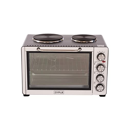 Oypla 30 Litre Electrical Mini Compact Oven Kitchen Mate c/w 2 Hot Plates, And Timer