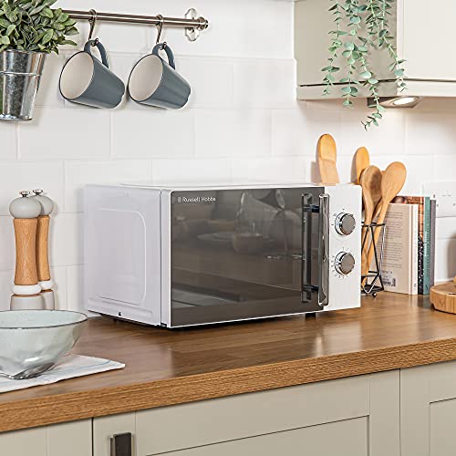 Russell Hobbs Honeycomb RHMM715 17 Litre 700W White Solo Manual Microwave with 5 Power Levels, Integrated Timer and Defrost Function (White)