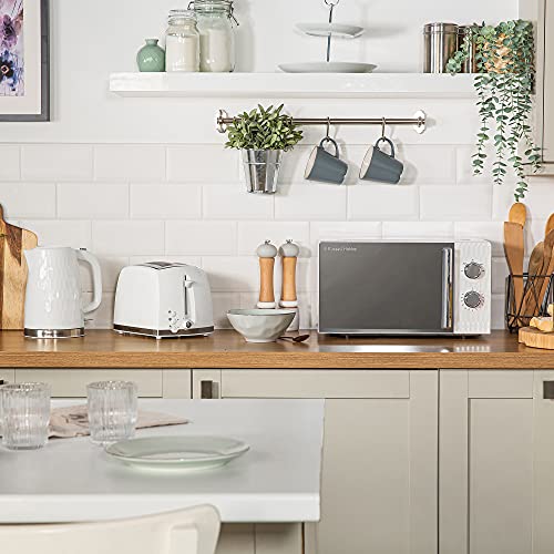 Russell Hobbs Honeycomb RHMM715 17 Litre 700W White Solo Manual Microwave with 5 Power Levels, Integrated Timer and Defrost Function (White)