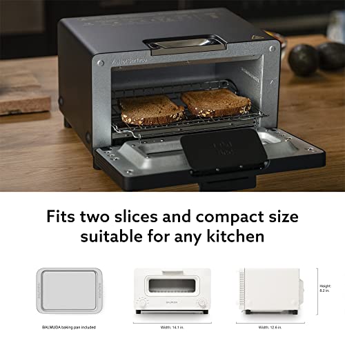 BALMUDA The Toaster | Steam Oven Toaster | 5 Cooking Modes - Sandwich Bread, Artisan Bread, Pizza, Pastry, Oven | Compact Design | Baking Pan | K01M-WS | White | US Version