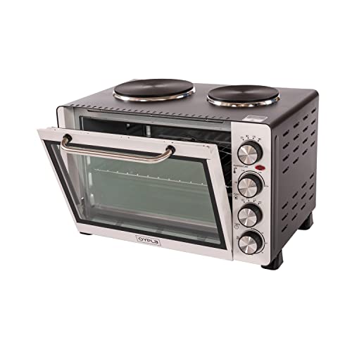 Oypla 30 Litre Electrical Mini Compact Oven Kitchen Mate c/w 2 Hot Plates, And Timer