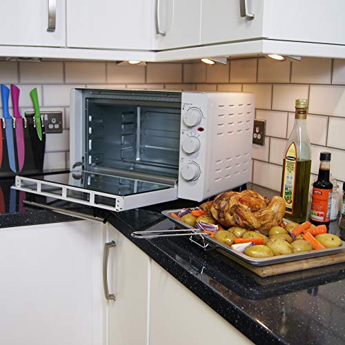 Igenix IG7131 30 Litre Countertop Mini Oven Electric Cooker and Grill, Ideal for Roasting, Baking, Grilling and Reheating with Aluminium Baking Tray, White