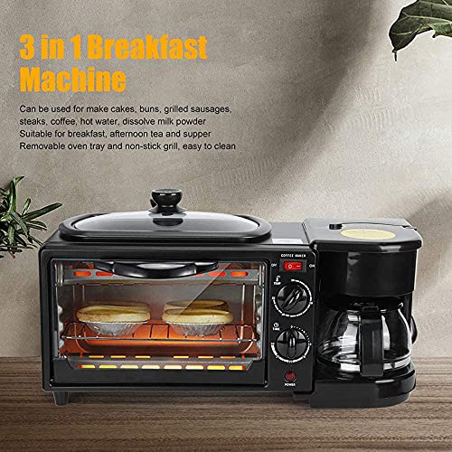 3 in 1 mini oven, toaster oven, electric oven, Multifunctional Toaster, Coffee Maker, Multifunctional Household Kitchen Cookware,black,With cover