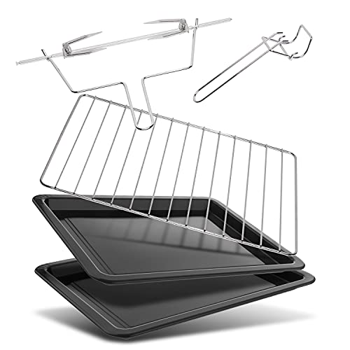 Counter Top Oven with Circulation Air 45 L Black 2000 W Rotisserie Timer Mini Oven Pizza Oven 2 Baking Trays Grill