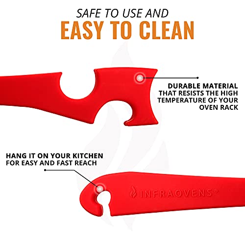 Silicone Oven Rack Push Pull Tool with Longer Handle Ideal for Kitchen Oven, Toaster Oven, Air Fryer, Convection Oven and Small Kitchen Appliances