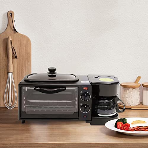 3In1 Mini Oven Early Maker Pizza Oven Coffee Machine Toast Oven Small Oven Camping Oven with Hot Plates Grilling Toaster Early Maker for Home Use Coffee Maker Mini Oven