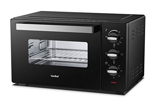VonShef 23L Mini Oven with Adjustable Temperature Control 90-230°, 60 Minute Timer, 1400W Electric Multi-Function Cooker, Includes Baking Tray and Wire Rack