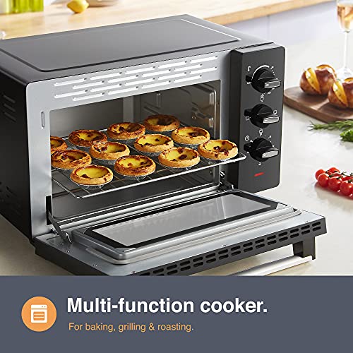 VonShef 23L Mini Oven with Adjustable Temperature Control 90-230°, 60 Minute Timer, 1400W Electric Multi-Function Cooker, Includes Baking Tray and Wire Rack