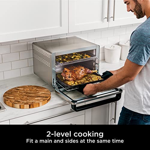 Ninja Foodi 10-in-1 Multifunction Oven, Fast Mini Oven, Countertop Oven, 10 Cooking Functions, Air Fry, Pizza, Grill, Roast, Bake, Toast, Bagel & more, Make Family-Size Meals, Silver/Black DT200UK