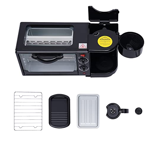 3In1 Mini Oven Early Maker Pizza Oven Coffee Machine Toast Oven Small Oven Camping Oven with Hot Plates Grilling Toaster Early Maker for Home Use Coffee Maker Mini Oven