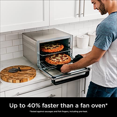 Ninja Foodi 10-in-1 Multifunction Oven, Fast Mini Oven, Countertop Oven, 10 Cooking Functions, Air Fry, Pizza, Grill, Roast, Bake, Toast, Bagel & more, Make Family-Size Meals, Silver/Black DT200UK