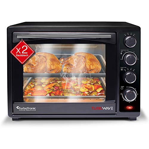 TurboTronic Mini Oven with Double Glazed Electric Grill Pizza Oven with Timer Function