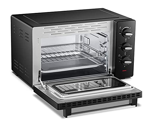 VonShef 23L Mini Oven with Adjustable Temperature Control 90-230°, 60 Minute Timer, 1400W Electric Multi-Function Cooker, Includes Baking Tray and Wire Rack