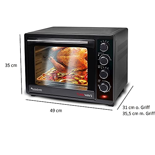 TurboTronic Mini Oven with Double Glazed Electric Grill Pizza Oven with Timer Function