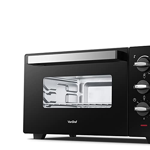 VonShef 23L Mini Oven with Adjustable Temperature Control 90-230°, 60 Minute Timer, 1400W Electric Multi-Function Cooker, Includes Baking Tray and Wire Rack