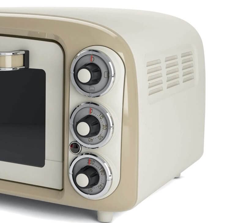 Ariete Vintage 97903 Mini Oven, 18 Litre Capacity, 1380 Watts, 3 Cooking Positions, Aluminium Baking Tray, 60 Minute Timer, Cream