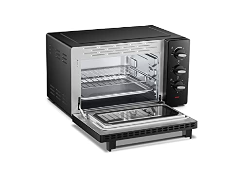 VonShef 23L Mini Oven with Adjustable Temperature Control 90-230°, 60 Minute Timer, 1400W Electric Multi-Function Cooker, Includes Baking Tray and Wire Rack