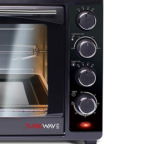 TurboTronic Mini Oven with Double Glazed Electric Grill Pizza Oven with Timer Function