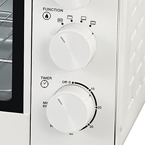 Igenix IG7161 Countertop Mini Oven, 60 Litre, 2500 Watt, Fan Assisted Electric Cooker & Grill, Ideal for Roasting, Baking, Grilling & Reheating, White