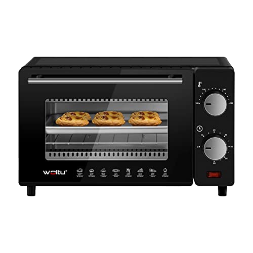 WOLTU Mini Oven 10 liters, 650 watt Toaster Oven | Pizza Oven | Baking Tray with Timer Mini Oven for Pizza, Toast, Turkey, Hot Dogs Black BF08sz