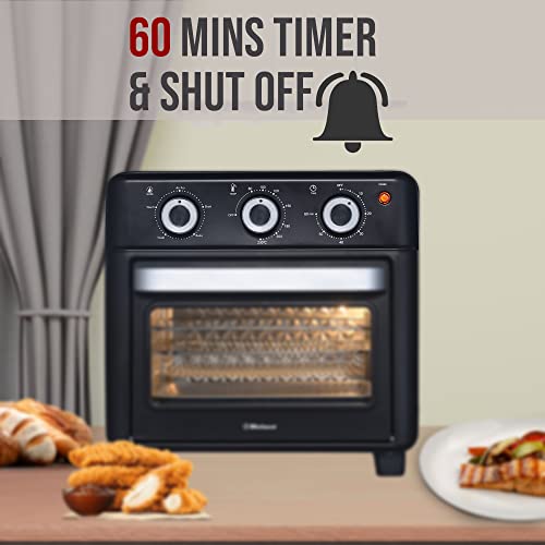 Belaco 15L Air Fryer Oven 1200w Mini Oven Multifunction Countertop Convection Toaster Oven and Grill, Double Layered Glass Door 80-230° Temp Setting, Healthy Oil Free Heating