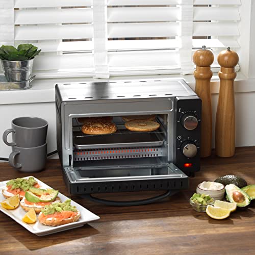 Salter® EK4358 10L Mini Oven, Compact & Portable Electric Countertop Toaster Oven, Ideal For Holiday Homes/Caravans, With Baking Tray & Wire Rack, Variable Temperature 100-230°C, 60 Minute Timer, 650W