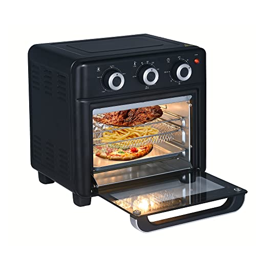 Belaco 15L Air Fryer Oven 1200w Mini Oven Multifunction Countertop Convection Toaster Oven and Grill, Double Layered Glass Door 80-230° Temp Setting, Healthy Oil Free Heating