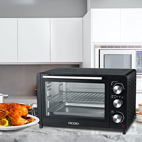 Prodex PX7023B 23 Litre Tabletop Mini Oven, 1500W Electric Cooker & Grill, Ideal for Roasting, Baking, Grilling & Reheating, Temperature Range: 100-230°C, Black