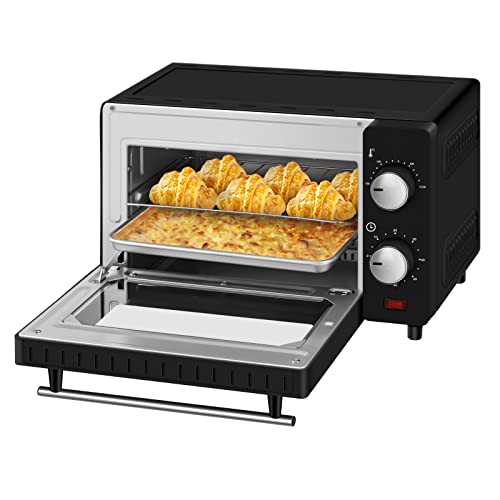 WOLTU Mini Oven 10 liters, 650 watt Toaster Oven | Pizza Oven | Baking Tray with Timer Mini Oven for Pizza, Toast, Turkey, Hot Dogs Black BF08sz