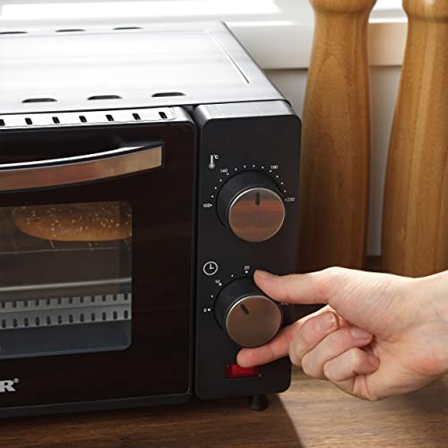 Salter® EK4358 10L Mini Oven, Compact & Portable Electric Countertop Toaster Oven, Ideal For Holiday Homes/Caravans, With Baking Tray & Wire Rack, Variable Temperature 100-230°C, 60 Minute Timer, 650W