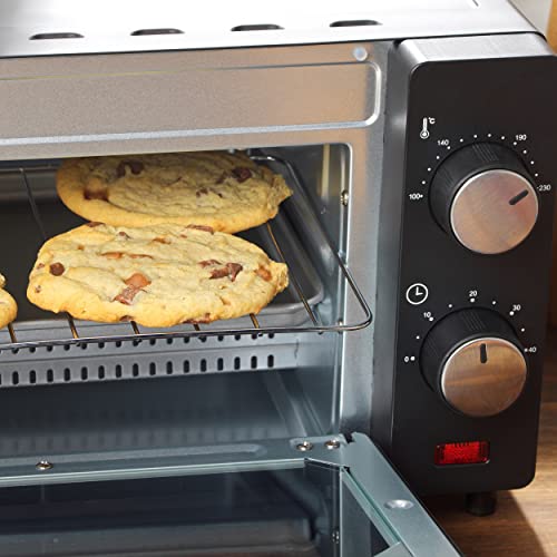 Salter® EK4358 10L Mini Oven, Compact & Portable Electric Countertop Toaster Oven, Ideal For Holiday Homes/Caravans, With Baking Tray & Wire Rack, Variable Temperature 100-230°C, 60 Minute Timer, 650W