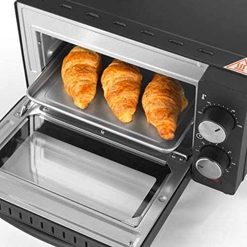 Salter® EK4358 10L Mini Oven, Compact & Portable Electric Countertop Toaster Oven, Ideal For Holiday Homes/Caravans, With Baking Tray & Wire Rack, Variable Temperature 100-230°C, 60 Minute Timer, 650W