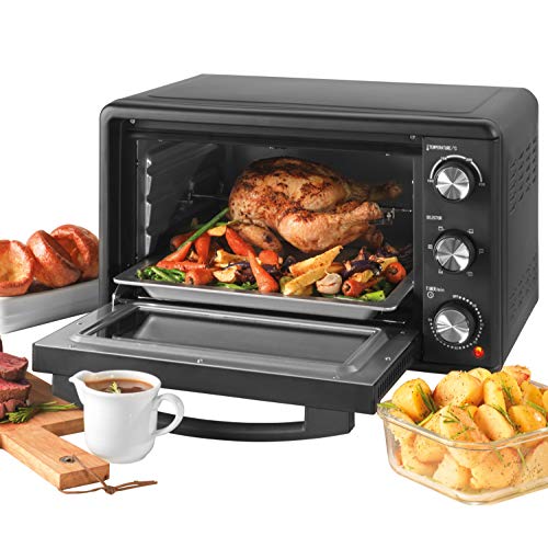 Salter EK4360 25L Mini Oven, Compact Electric Tabletop Toaster Oven, 1500 W, Includes Baking Tray & Wire Rack, Variable Temperature 100-230°C, Large Viewing Window, 60 Minute Timer