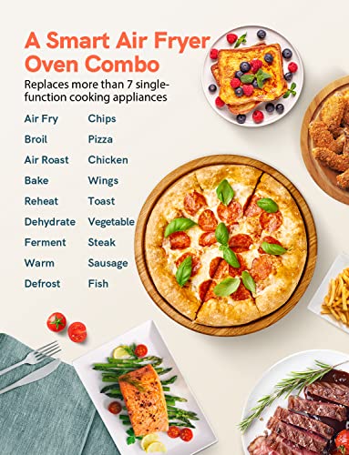 Involly 15L Air Fryer Oven, Countertop Convection Mini Oven, 18 in 1 Digital Table-top Air Fryers Toaster Oven, Compact Electric Pizza Oven, Roast, Bake, Grill and Dehydrate, Stainless Steel, 1600W