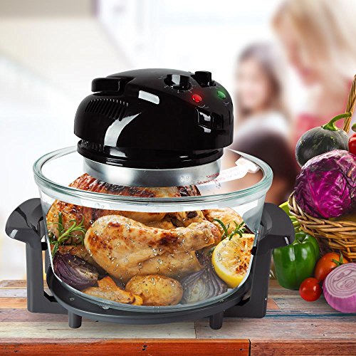 NutriChef Convection Countertop Toaster Oven - Healthy Kitchen Air Fryer Roaster Oven, Bake, Grill, Steam Broil, Roast & Air-Fry , Includes Glass Bowl, Broil Rack and Toasting Rack, 120V - PKCOV45