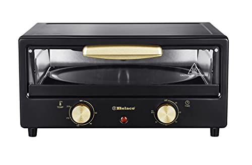 Belaco Multi-Purpose 1200W Mini Oven Pizza Oven All in One 12inch Pizza Maker Toaster Oven Tabletop Cooking Baking Grilling Heating Toasting Portable Oven 1200w incl. Baking Tray, Wire Rack and Handle