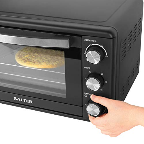 Salter EK4360 25L Mini Oven, Compact Electric Tabletop Toaster Oven, 1500 W, Includes Baking Tray & Wire Rack, Variable Temperature 100-230°C, Large Viewing Window, 60 Minute Timer